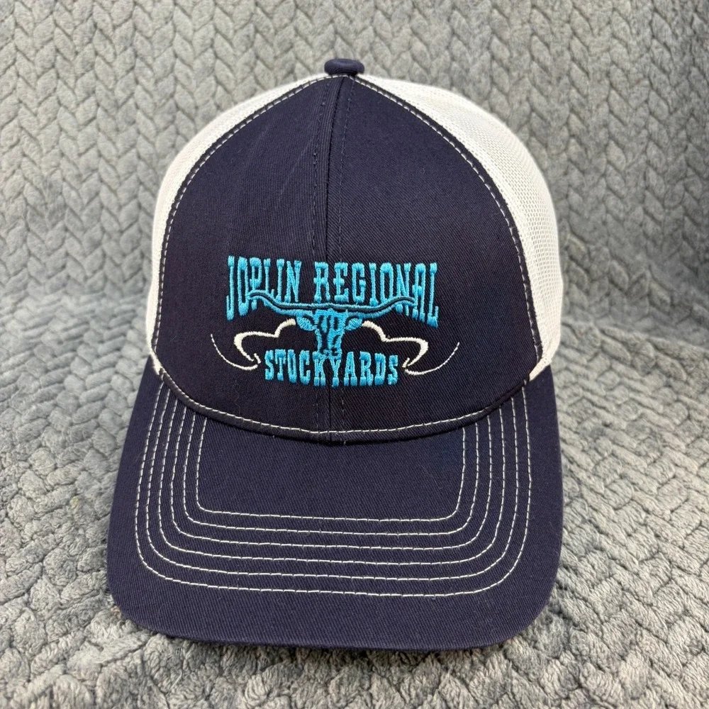 Embassy Joplin Regional Stockyards Trucker Hat Navy Blue White Mesh Snapback Cap